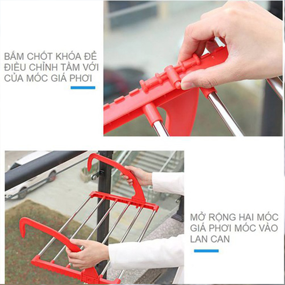 Giá Treo Quần Áo Hai Móc Cài Dễ Sử Dụng Thiết Kế Gọn Nhẹ Sức Chịu Lực 10kg Chất Liệu Inox Nhiều Màu Lựa Chọn