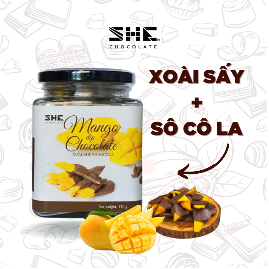 Trái cây nhúng socola 4 vị - Hũ thủy tinh 120g - SHE Chocolate - Bổ sung năng lượng, đa dạng vị giác. Quà tặng sức khỏe, quà tặng người thân, dịp lễ, thích hợp ăn vặt