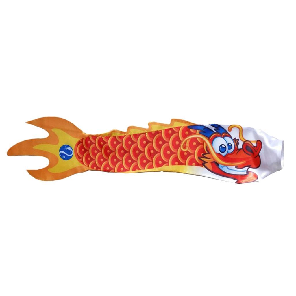 3X Creative Dragon Flag Outdoor Windsock Carp Streamer Hanging Decor Red