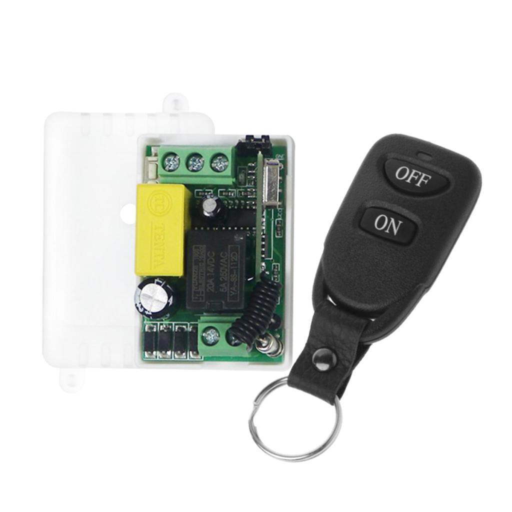 220V 1 Channels Remote Control Switches Control Wireless RF Relay 1 Receiver With 1 Transmitter Black