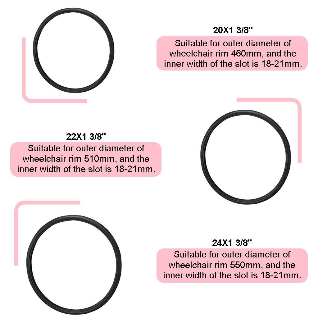 2 Pcs Heavy Duty Polyurethane  Wheelchair Street Tire for 22 3/8 inch New