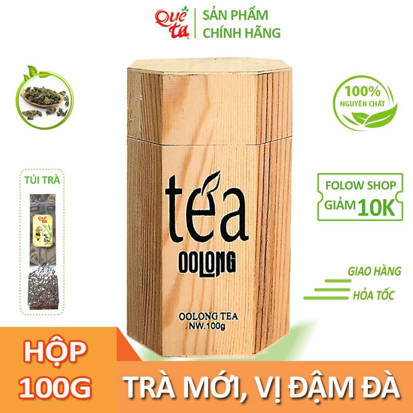 Trà ô long (o long, oolong, olong) cao cấp Quê Ta nguyên chất, nguyên liệu làm trà sữa ngon – Hộp gỗ 100g