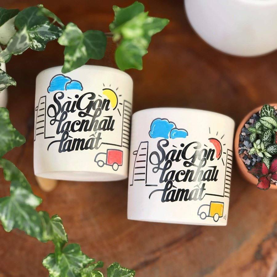 Chậu trồng cây hình trụ/ chậu sứ men mát rộng 15cm cao 15cm