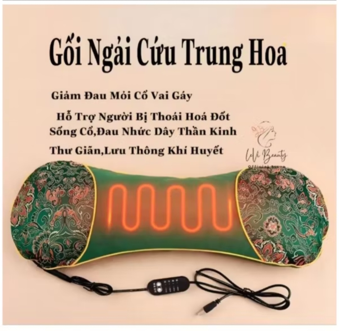 GỐI NGÃI CỨU XÔNG BẤM ĐIỆN CẢI THIỆN SỨC KHỎE CHO GIẤC NGỦ NGON MẪU MỚI