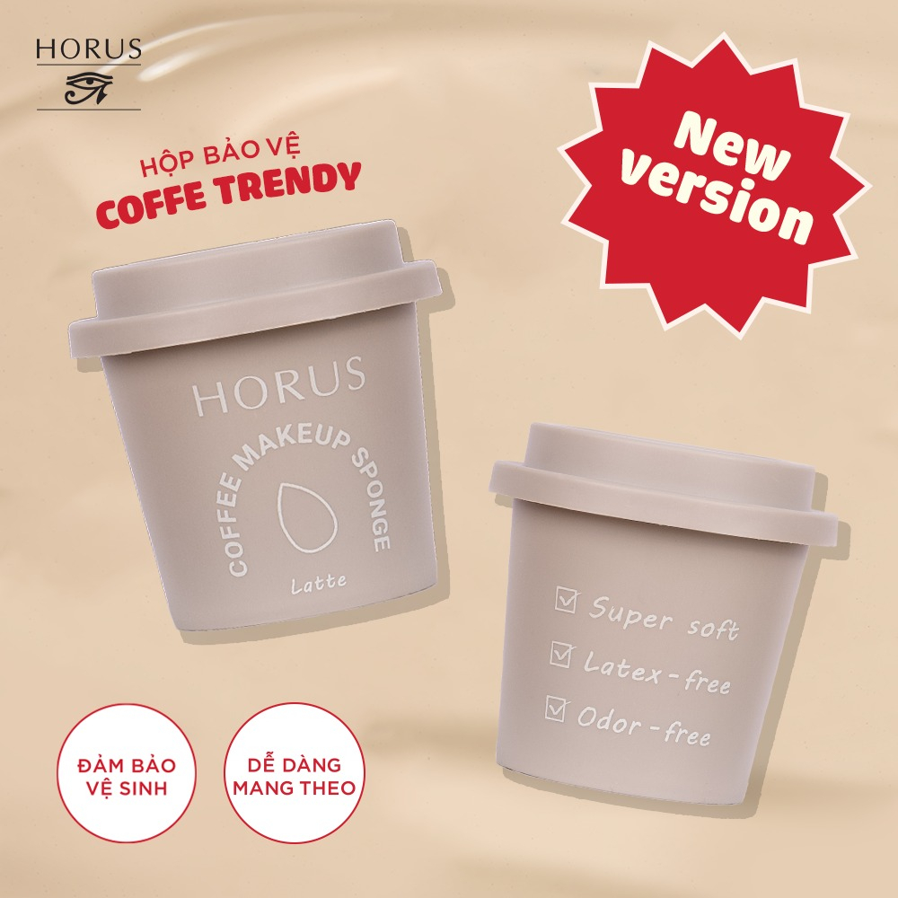 Bông Mút Trang Điểm Horus Coffee Make Up Sponge Kèm Hộp Đựng