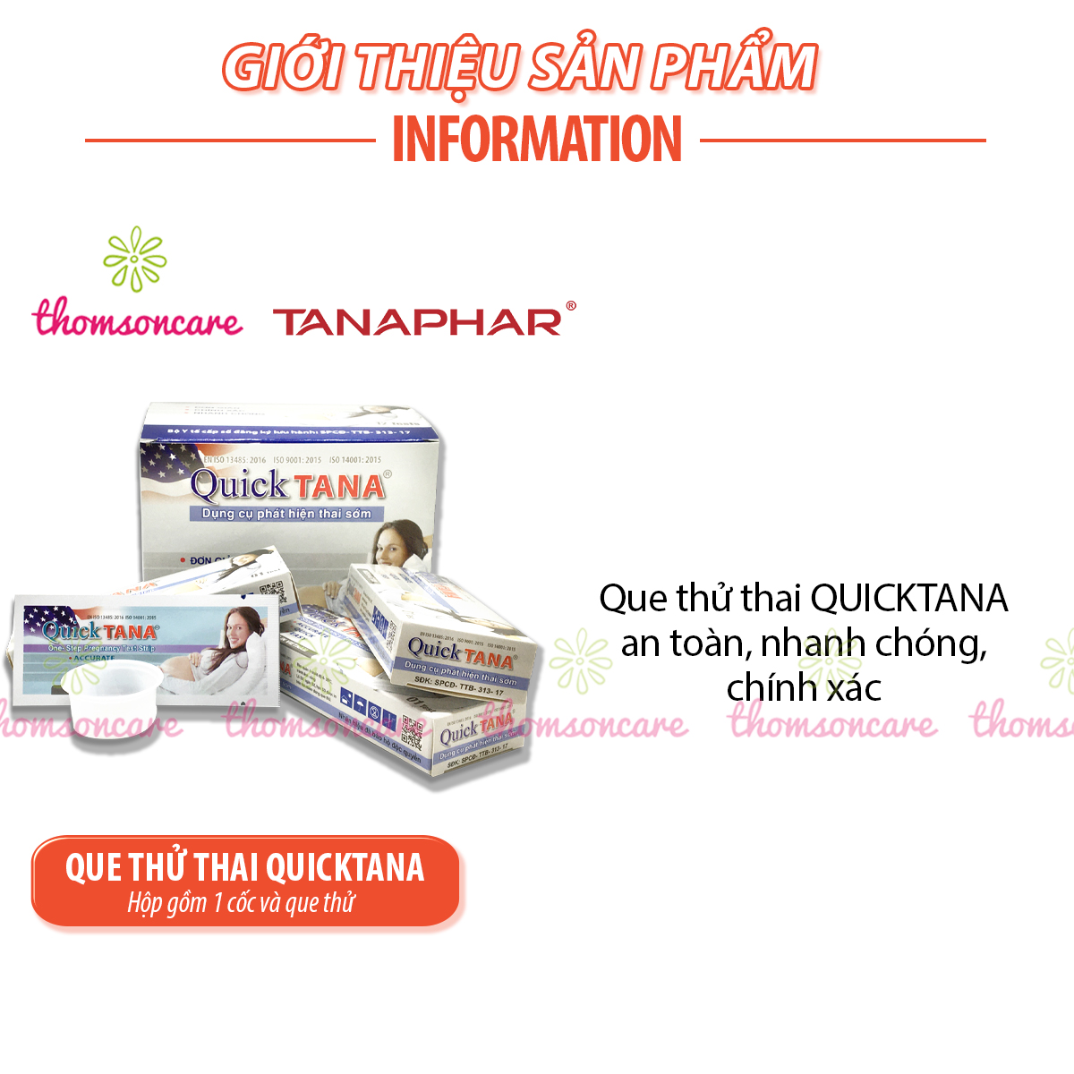 Que thử thai nhanh QUICKTANA - Luôn che tên khi giao hàng - Test nhanh, chính xác