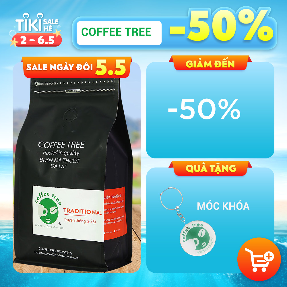 Cà phê bột 100% nguyên chất truyền thống số 3 Coffee Tree 500gr thơm ngon, đậm đà, gu mạnh (Cà phê) 