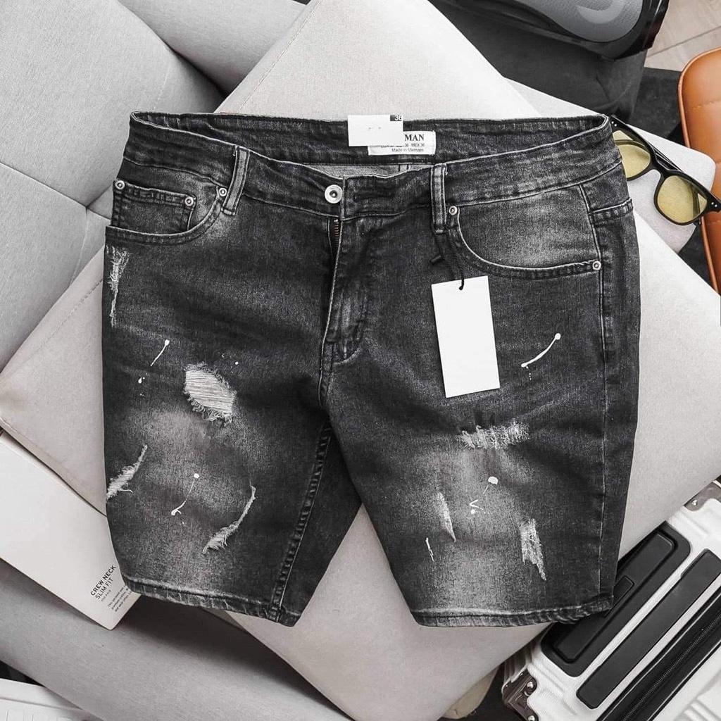 Quần short jean nam big size tông xám rách 80 đến 130kg