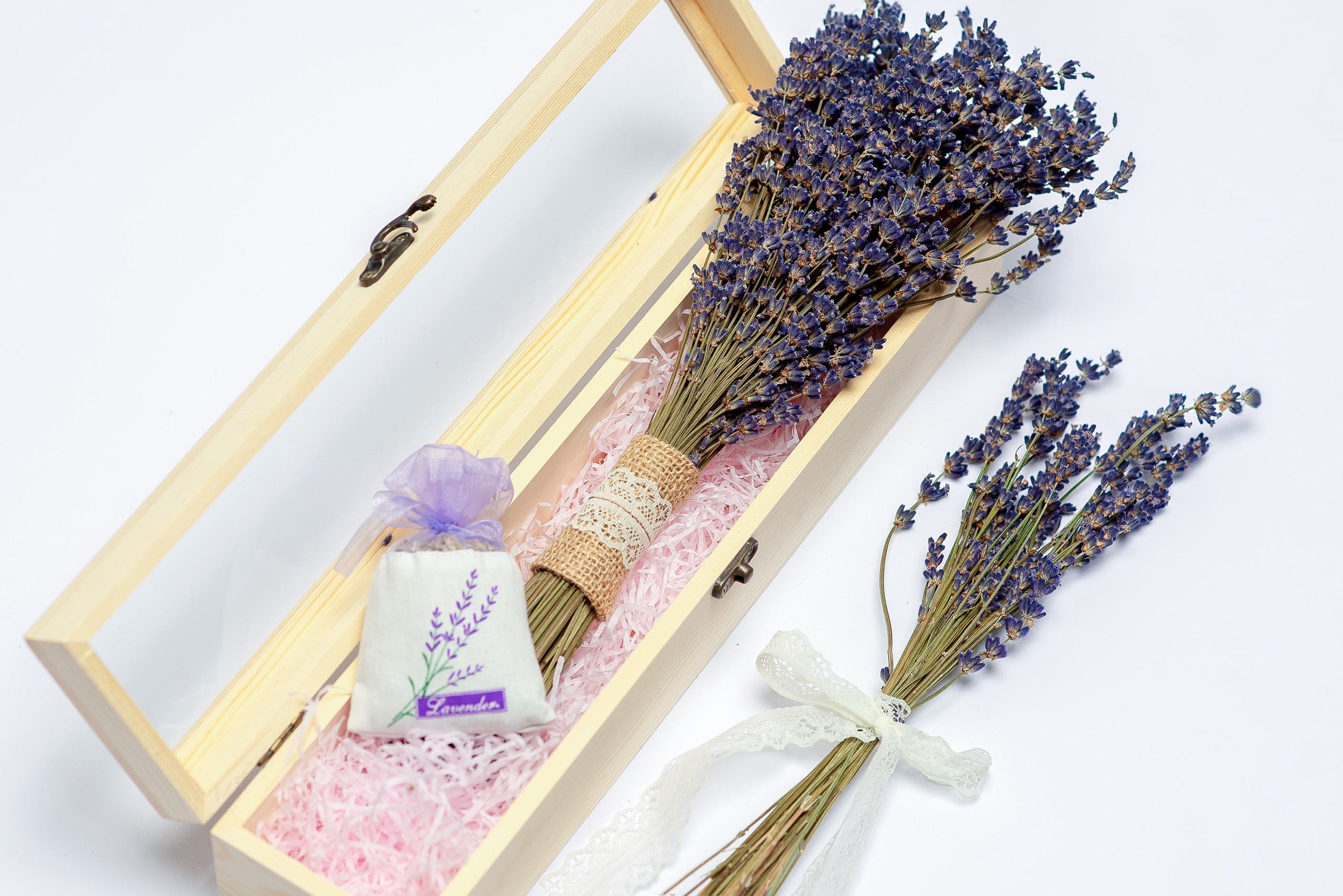 Set hộp quà gỗ hoa Lavender cao cấp nhập khẩu Pháp Wooden Small tặng người yêu, thầy cô dịp 20/10, 20/11, valentine