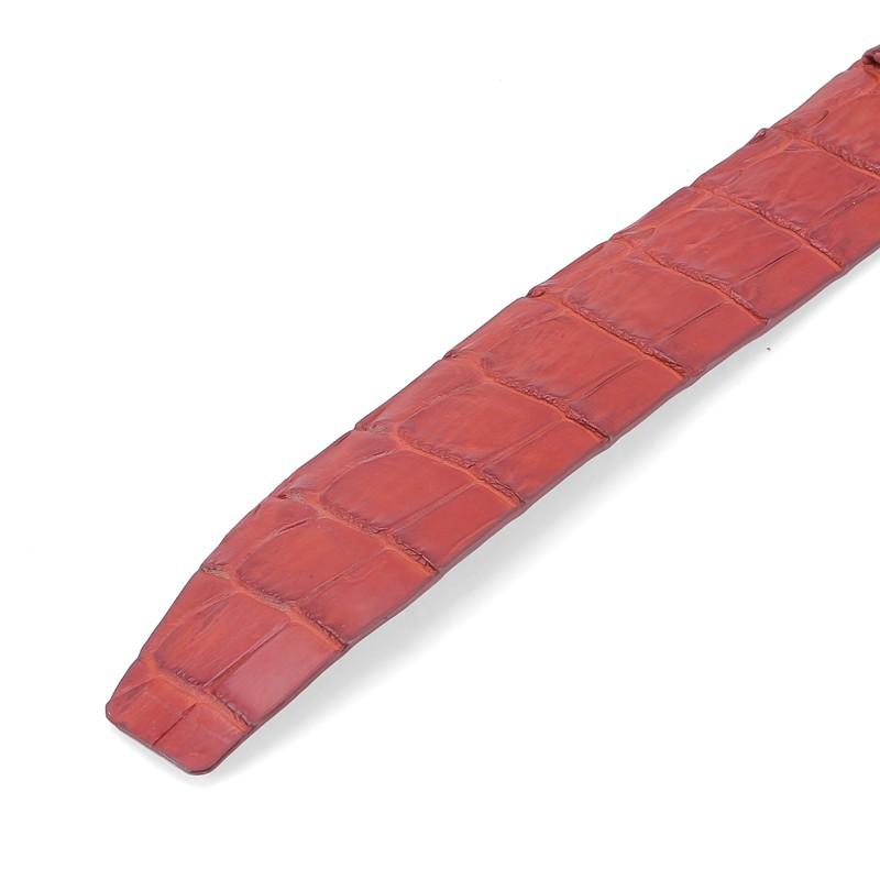 HC4845 - Dây nịt nam da cá sấu Huy Hoàng nguyên con 4P bát gài đầu kim màu nâu đỏ