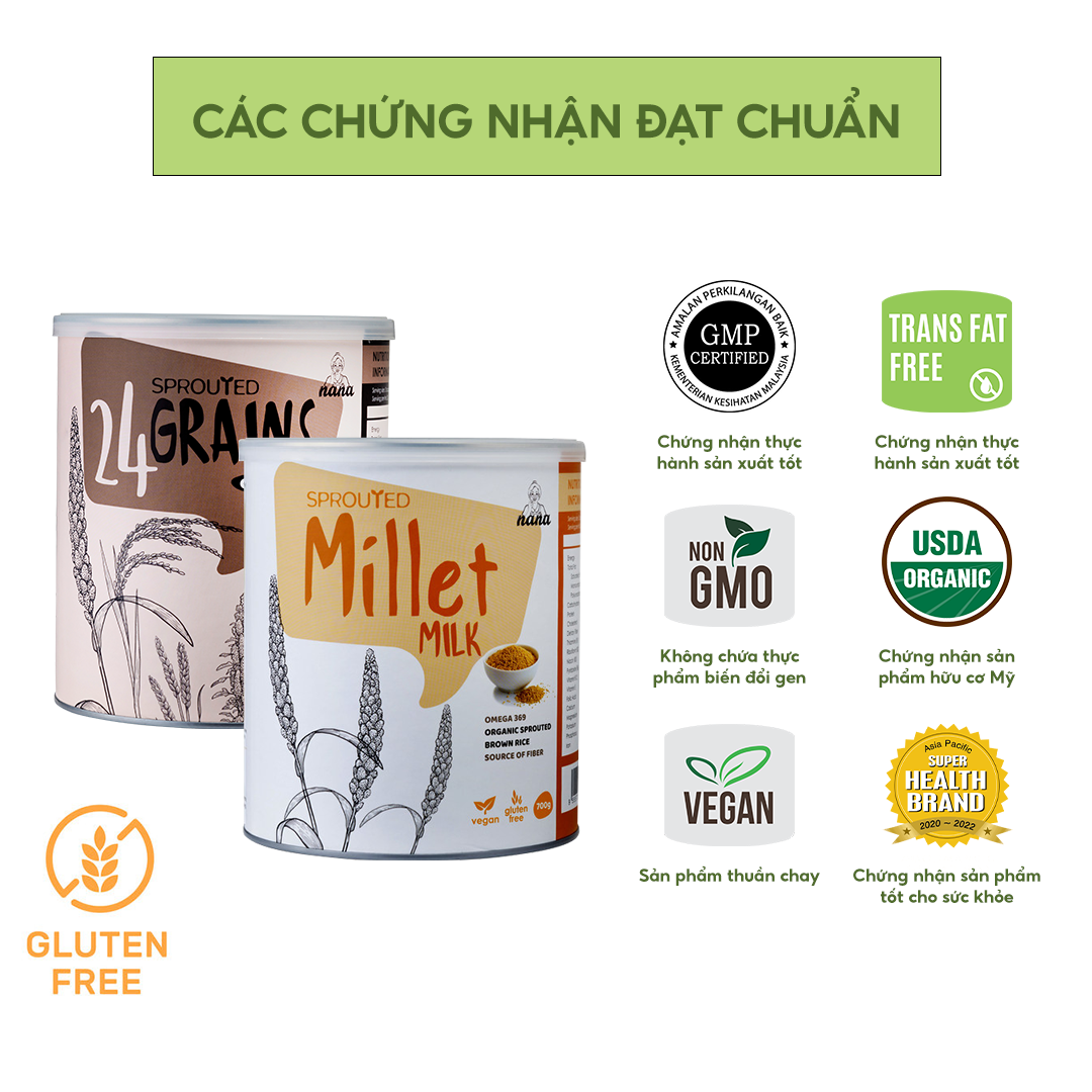 Sữa Hạt Thực Vật Hữu Cơ 24Grains Vị Cacao Hộp 700g, Sữa Hữu Cơ Bổ Sung Dinh Dưỡng &amp; Tốt Cho Tim Mạch Date Mới - miwako