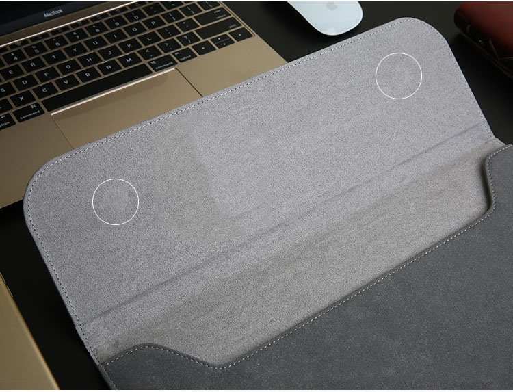 Bao da, túi da, cặp da chống sốc cho macbook, laptop chất da lộn kèm ví đựng phụ kiện - Xám - Macbook Air 13.3 inch đời 2019 - 2020