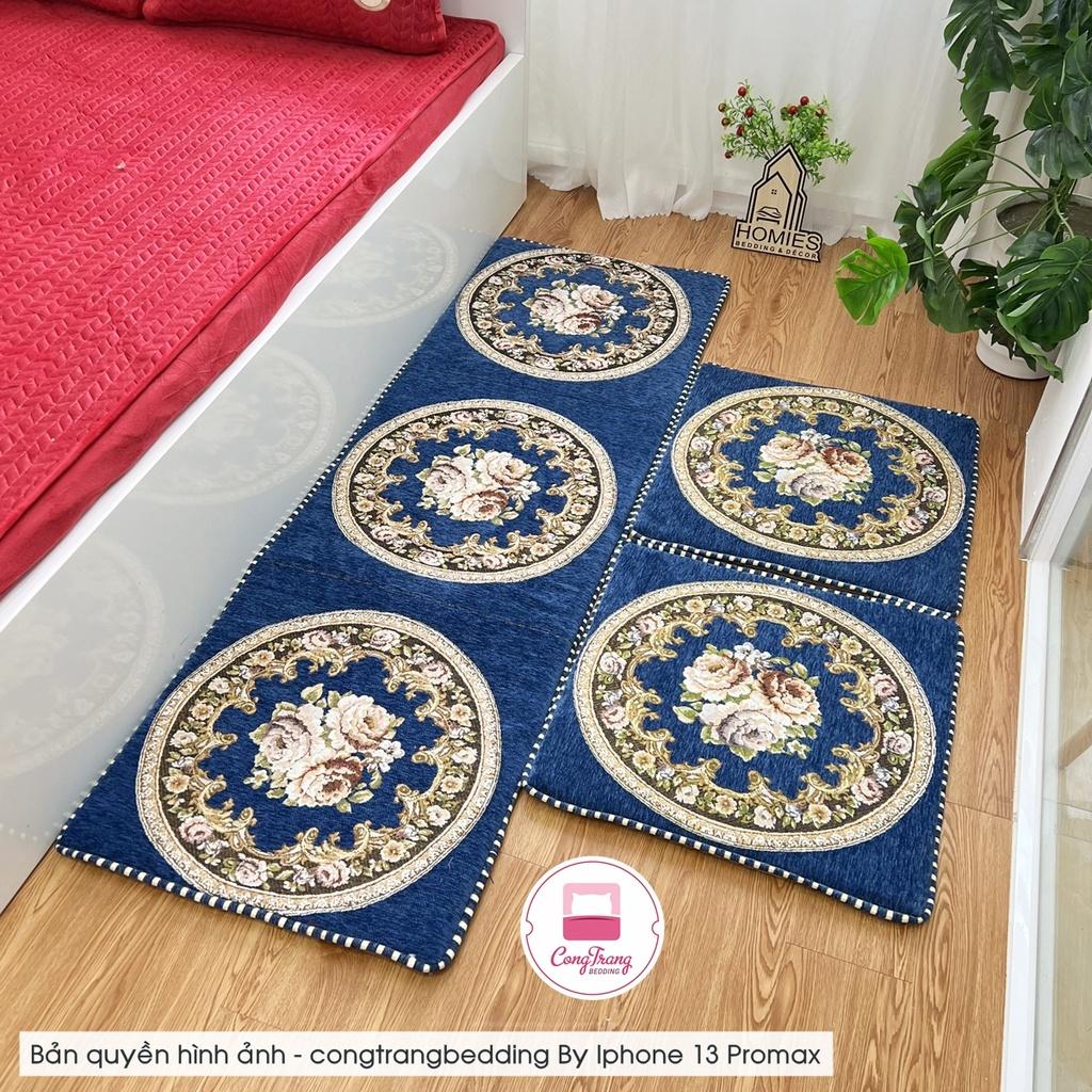Đệm ghế Gỗ, thảm trải ghế Sofa phong cách Hoàng Gia trải trường kỷ vải gấm cao cấp - Nhiều Kích Thước