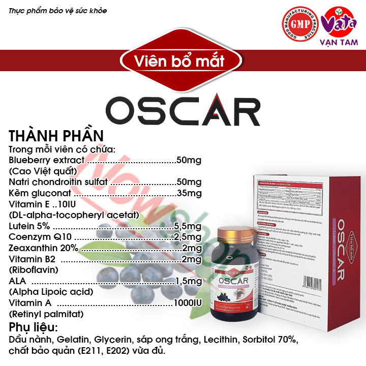 Viên Uống Bổ Măt Oscar Giúp Hỗ Trợ Sáng Mắt Cải Thiện Thị Lực Giảm Mờ Và Khô Mỏi Mắt Hiệu Quả