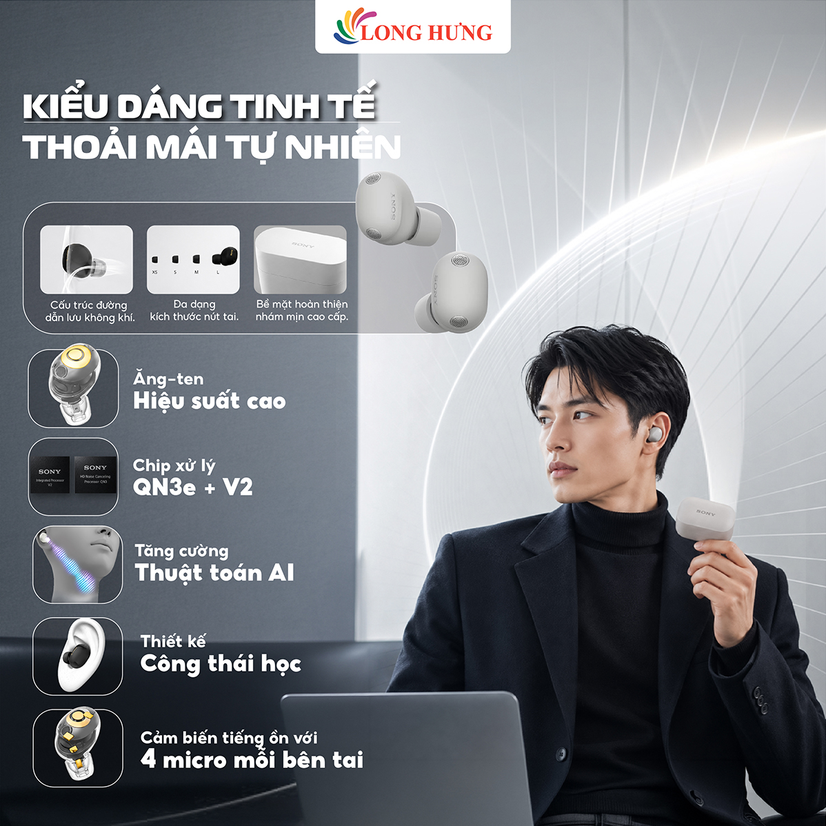 Tai nghe Bluetooth True Wireless Sony WF-1000XM6 - Hàng chính hãng