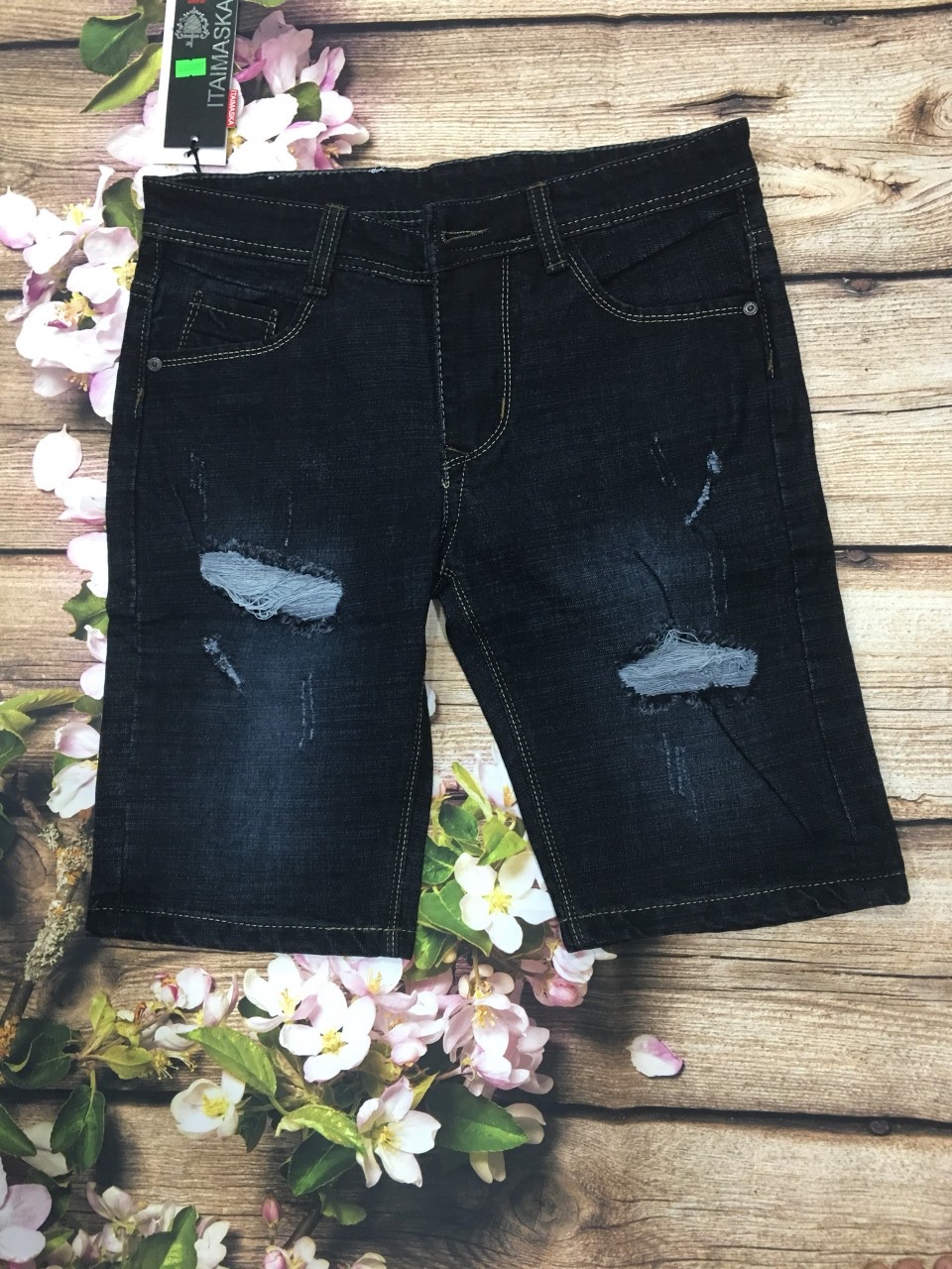 Quần short jean nam body co giãn vải nhập