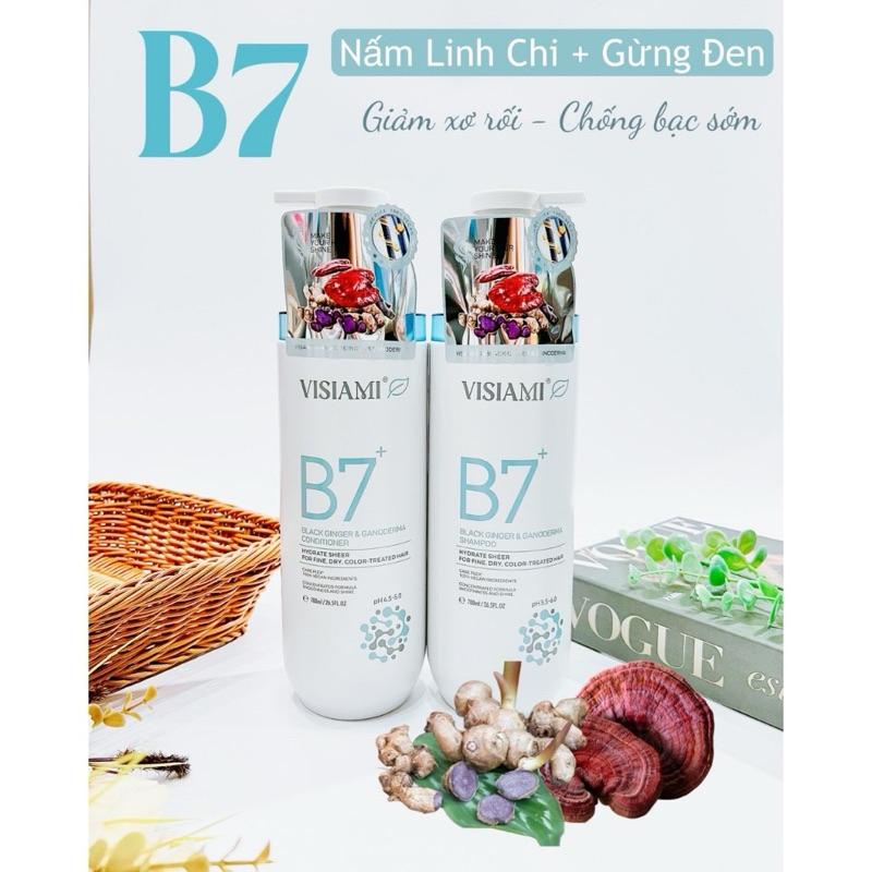 BỘ DẦU GỘI XẢ BIOTIN B7 VISIAMI PHỤC HỒI MỀM MƯỢT GIẢM GÃY RỤNG TÓC - XANH - GỪNG ĐEN