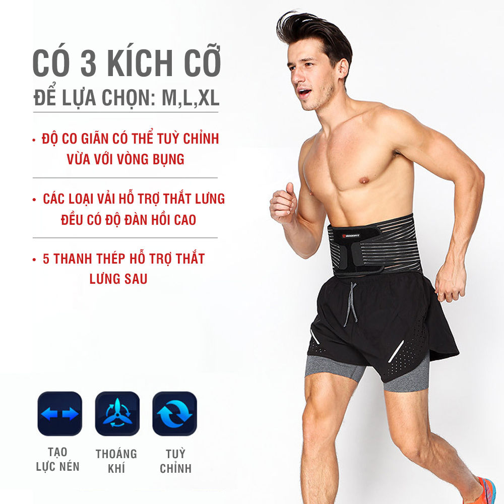 Đai lưng cột sống thoáng khí, có thanh nẹp GoodFit GF725WS đai cột sống giảm chấn thương lưng, cột sống