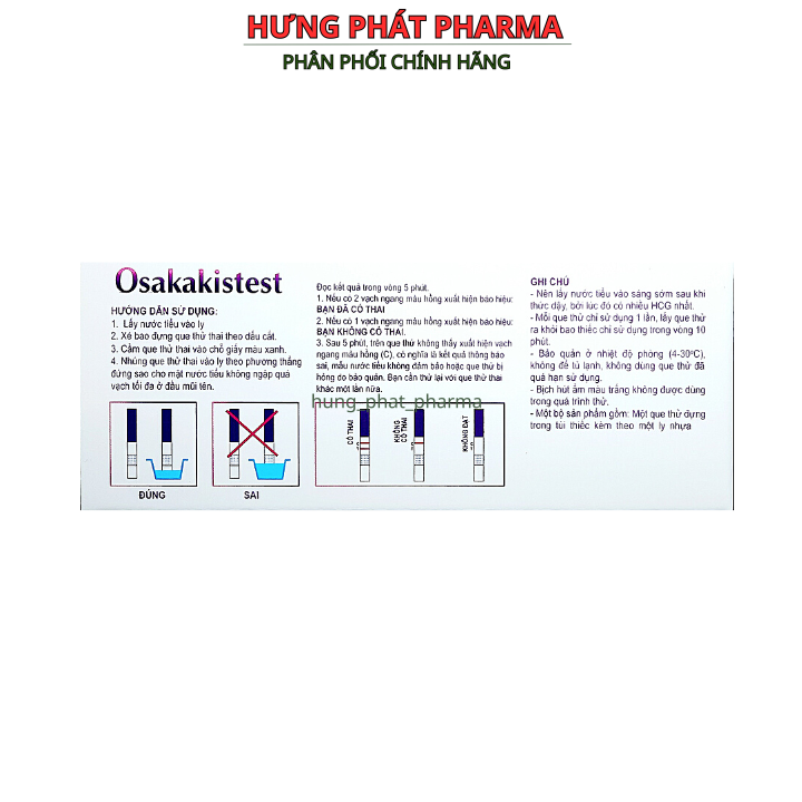 Que Thử Thai chính xác Osakakistest - 1 hộp x 1 que 5mm