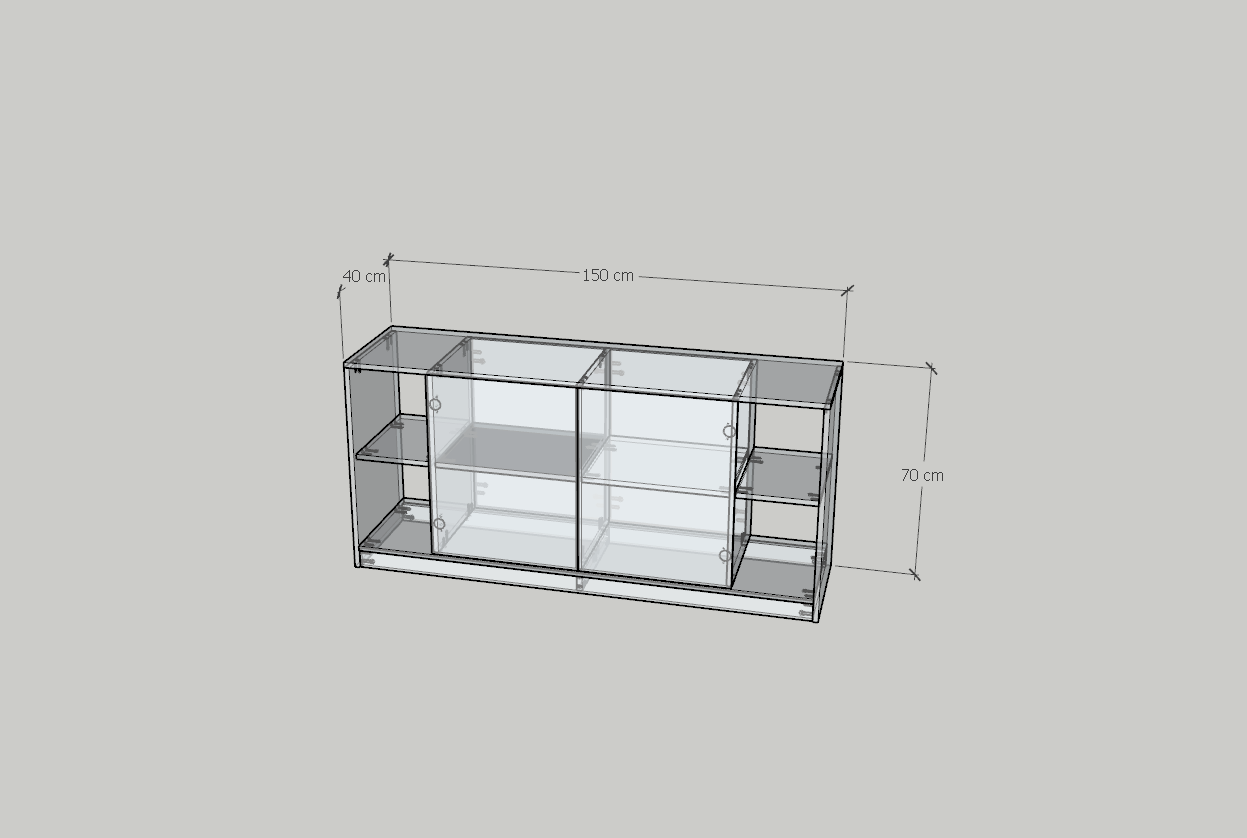 HAPPY FURNITURE , Tủ lưu trữ 2 cửa mở - MERI , TLT_057 , 150cm x 40cm x 70cm DxRxC