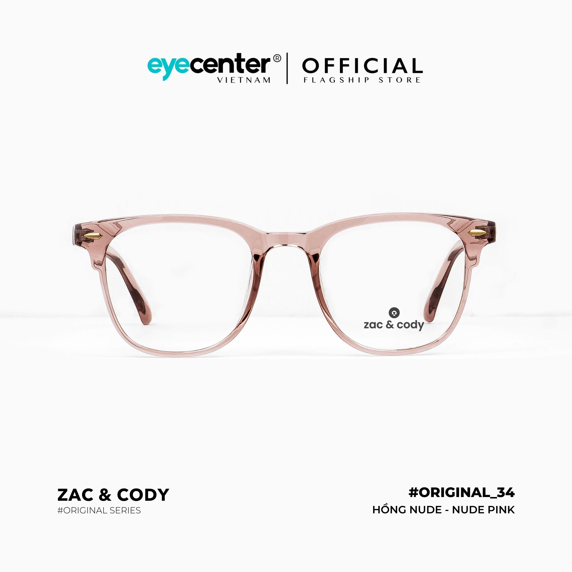 Gọng kính cận nam nữ chính hãng B34-S by ZAC CODY B34 nhựa dẻo chống gãy nhập khẩu by Eye Center Vietnam