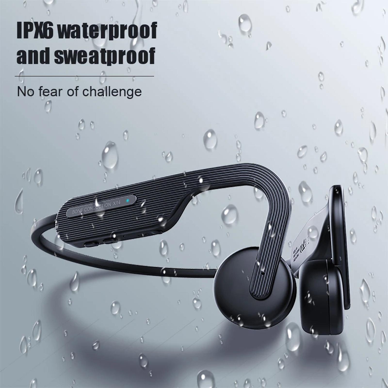 Wireless Bone Conduction Headphones Open Ear IPX6 for Sport Running Black