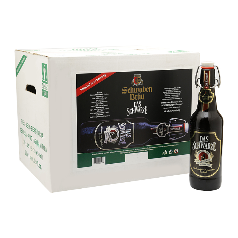 Thùng Gỗ Quà Tặng 12 Chai bia Schwaben Brau Das Schwarze 4.9%