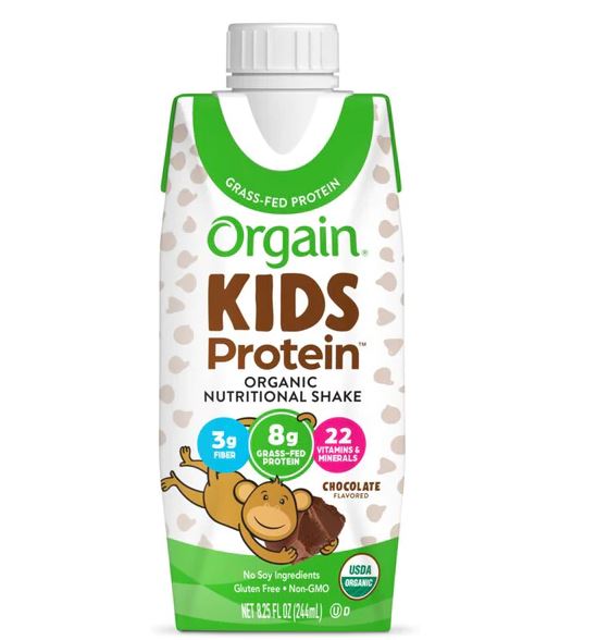 Thùng 12 Hộp Sữa nước Protein hữu cơ Orgain Kids Protein Vị Socola 244ml x 12 . Date 03/2025