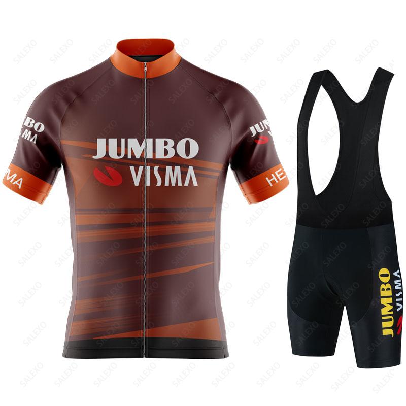 Jumbo Visma Nam Đi Xe Đạp Jersey Bộ Ngắn Tay Mùa Hè Đường Đua Xe Đạp Quần Áo Xe Đạp MTB Yếm Phù Hợp Với Maillot Ciclismo Hombre Color: 8 Size: S