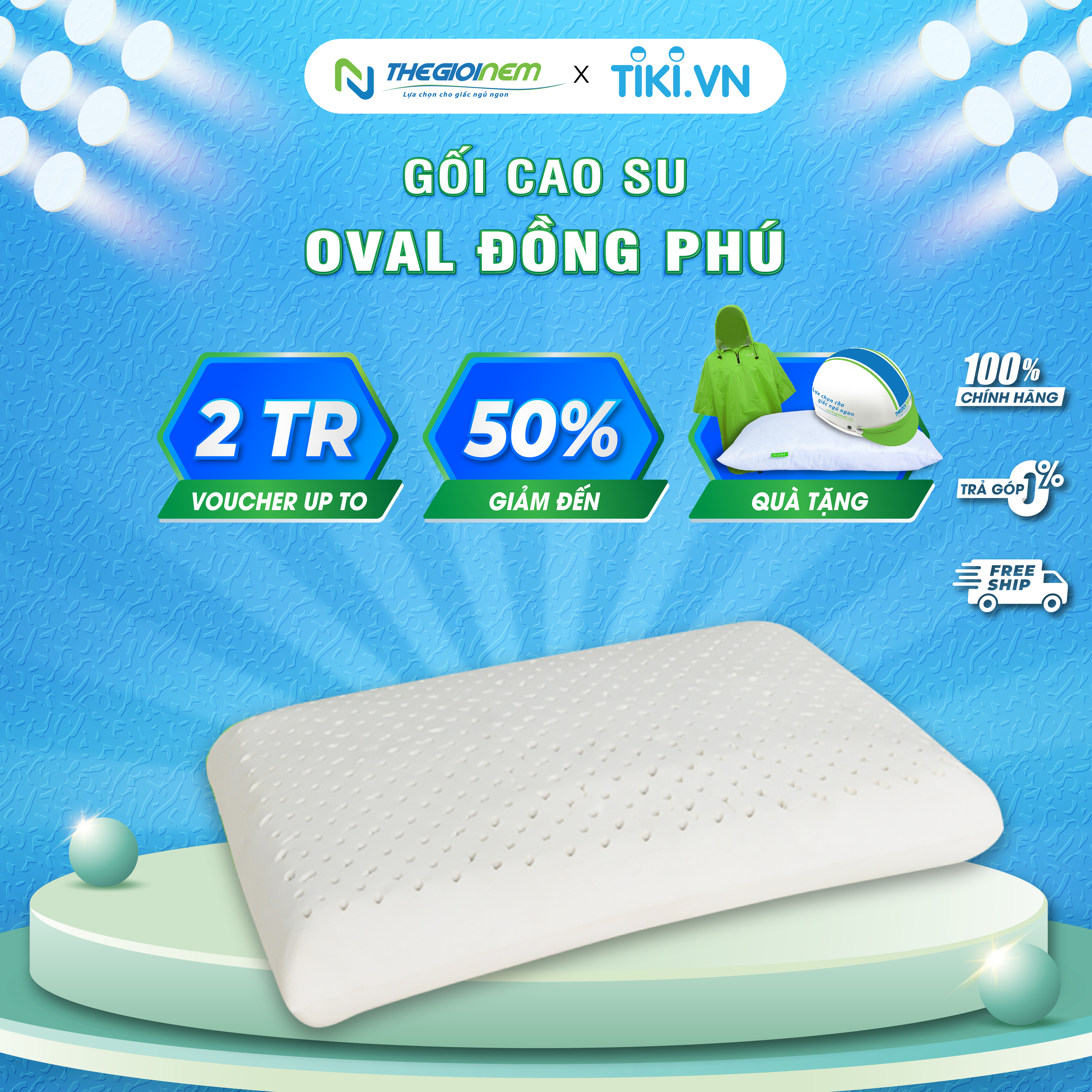 Gối Cao Su Oval Đồng Phú DPGO4060 (40 x 60cm) - Trắng