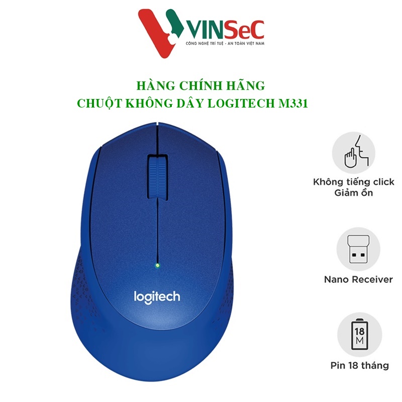 Chuột Không Dây Logitech M331 Silent - Hàng Chính Hãng - Xanh