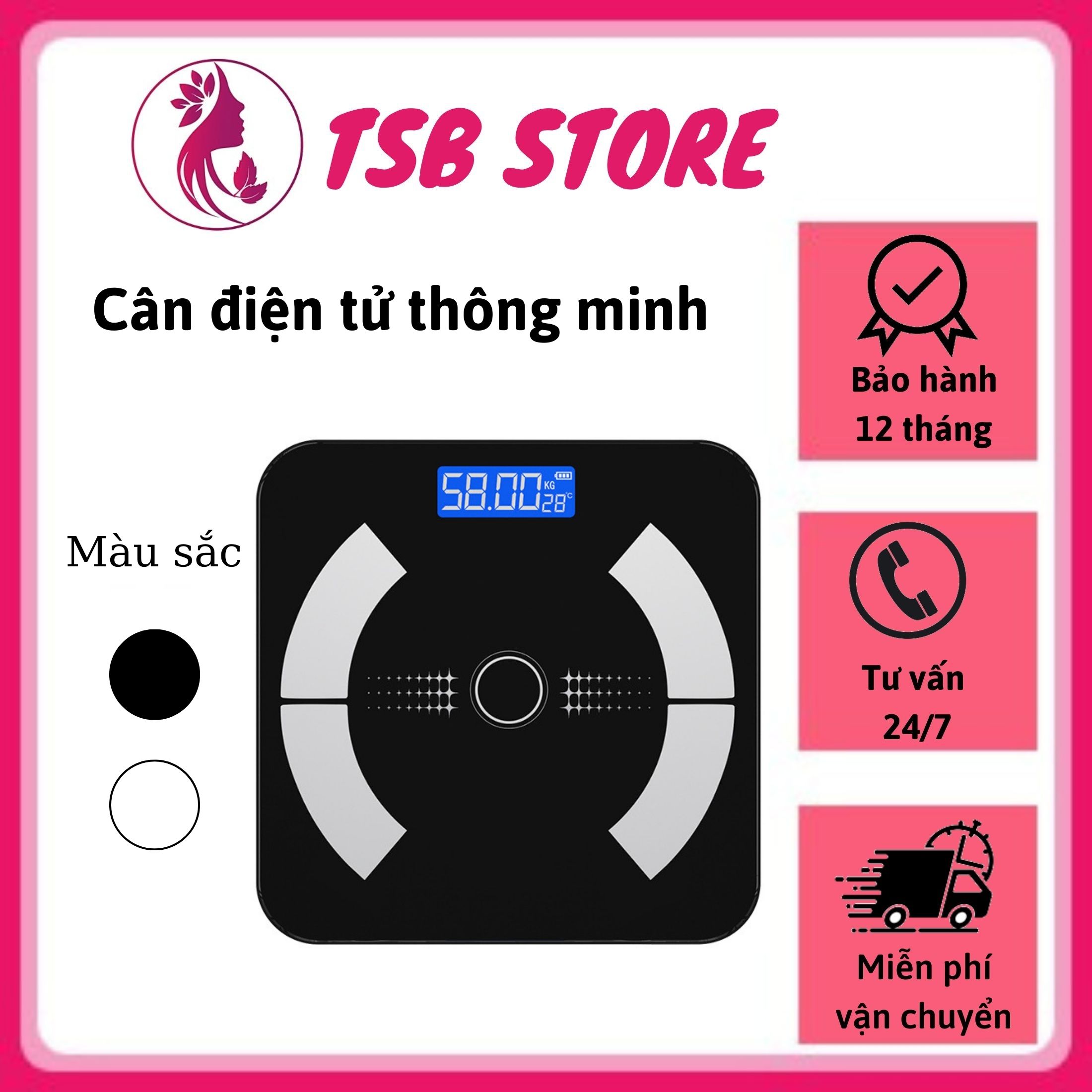 Cân điện tử thông minh Smart Scale - Cân điện tử theo dõi sức khỏe phân tích chỉ số cơ thể, sạc USB, tiện lợi chính xác - Cân điện tử kết nối app  theo dõi thông tin, phân tích cơ thể