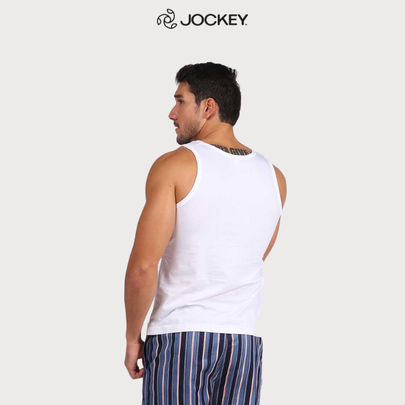 Áo Thun Ba Lỗ Nam Jockey Cotton Màu Trắng - 2111