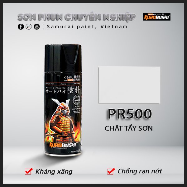 Sơn xịt Samurai Kurobushi - TẨY SƠN TRÊN KIM LOẠI PR500 (400ml)