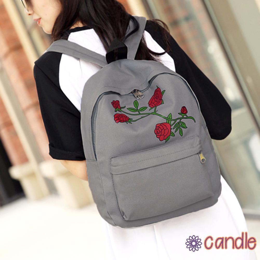 Ba Lô Vải Canvas Cỡ Lớn In Hoa Xinh Xắn Cho Nữ