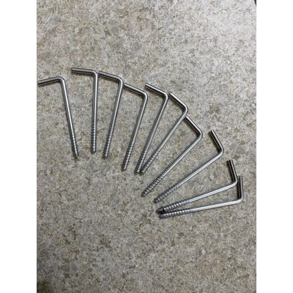 Vít móc chữ L kèm nở nhựa cỡ 4 phân, 6 phân, 8 phân, 10 phân và 12 phân