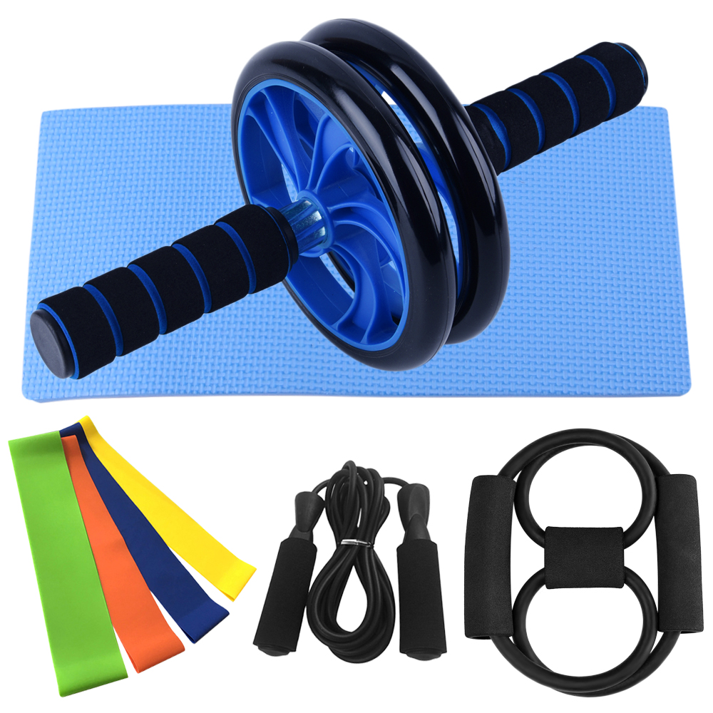 Set 8 món tập gym gồm Con lăn tập bụng Bánh xe lăn,Dây band Vòng đeo tay,Vòng dây,dây nhảy