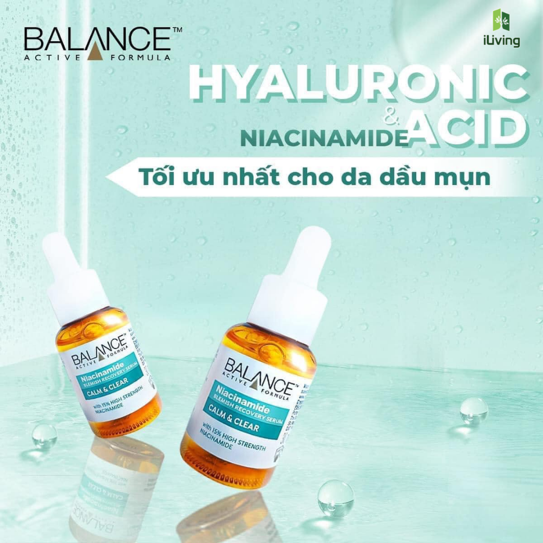 Bộ sản phẩm ngừa mụn, giảm thâm và làm sáng da Serum Balance 12% Vitamin C Supershot và Niacinamide ILIVING-BALCB2SR