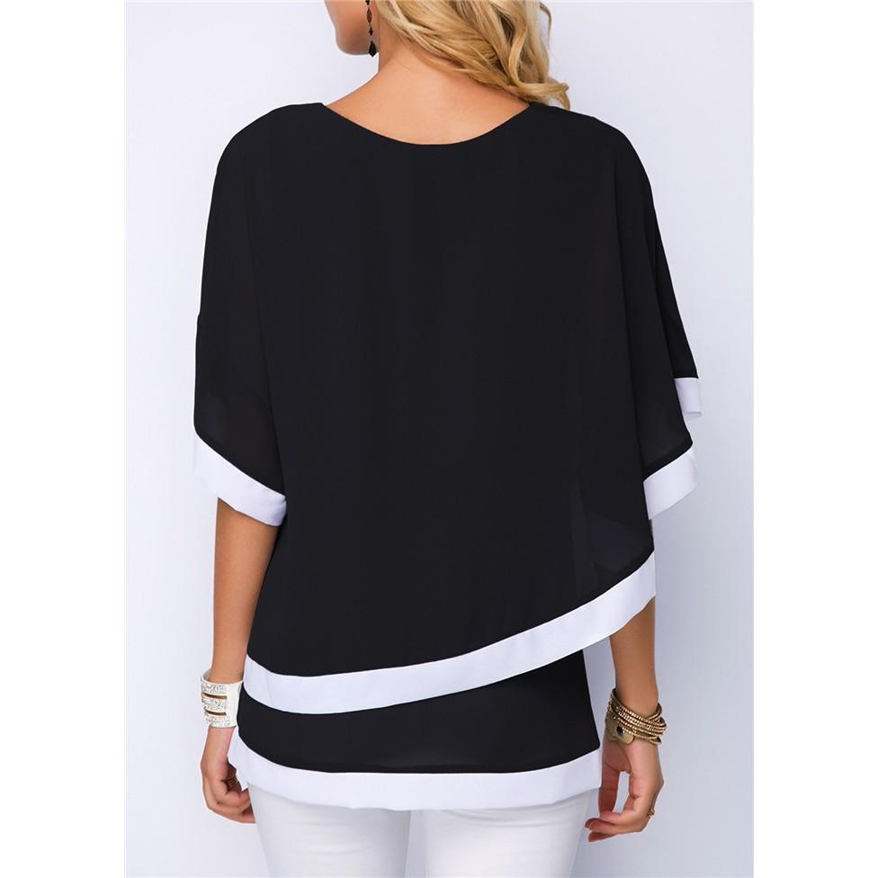 Tk429-áo kiểu tay cánh dơi viền màu s-6xl