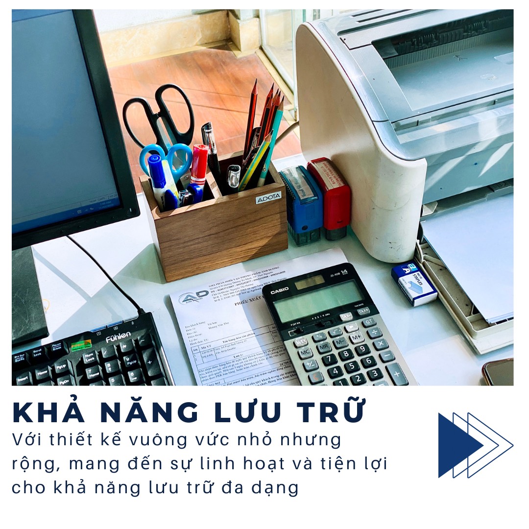 Combo: Hộp cắm bút đơn và hộp cắm bút đôi bằng gỗ, ống đựng bút để bàn làm việc cao cấp phong cách sang trọng ADOTA