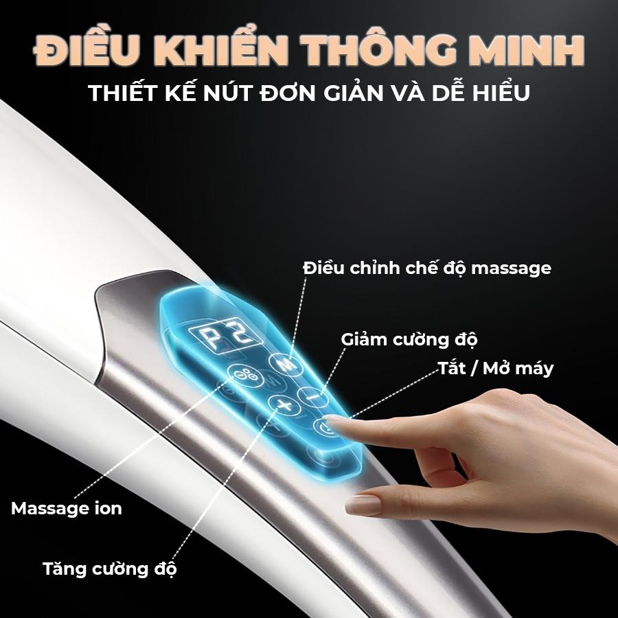 Máyg Massage Cầm Tay Pin Sạc OKACHI JP-620E (Hồng Ngoại) Với 5 Đầu Massage Đa Năng, Điều Khiển Bằng Nút bấm Điện Tử