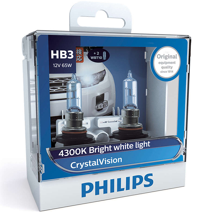 Hộp 2 Bóng Đèn Pha Xe Hơi Philips Crystal Vision HB3 9005CVSM 12V 65W 4300K - Hàng Chính Hãng