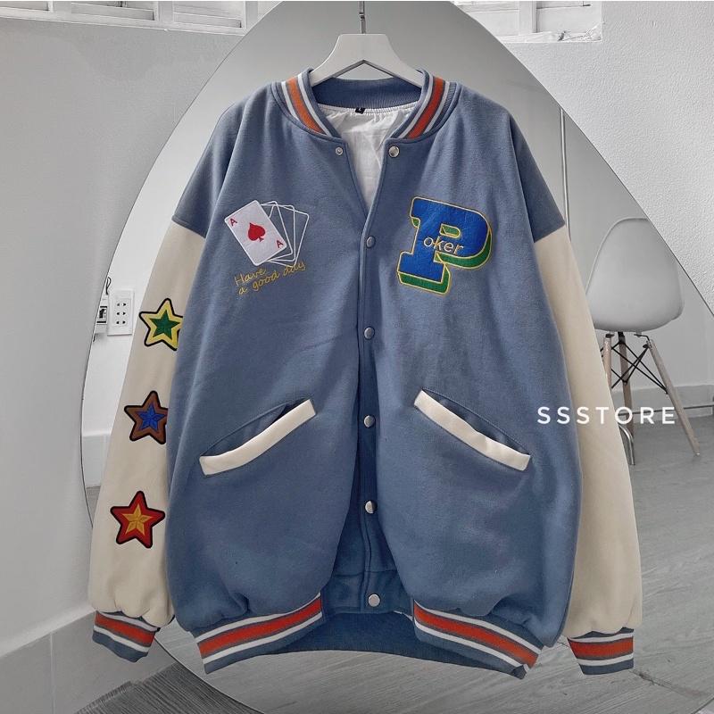 Áo Bomber LUCKY màu xanh ảnh thật unisex SSSTore ( nam nữ mặc đều được