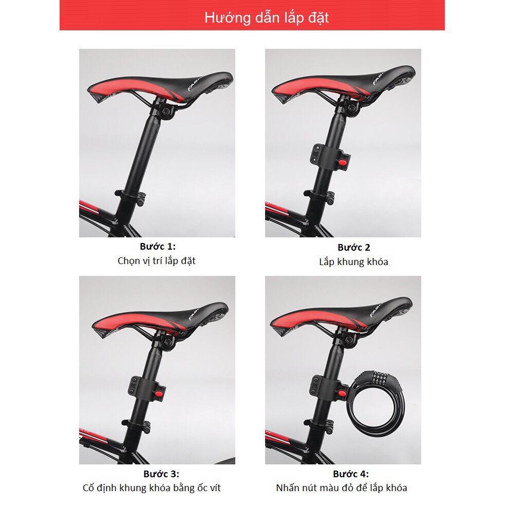 Khóa dây xe đạp 5 số cao cấp