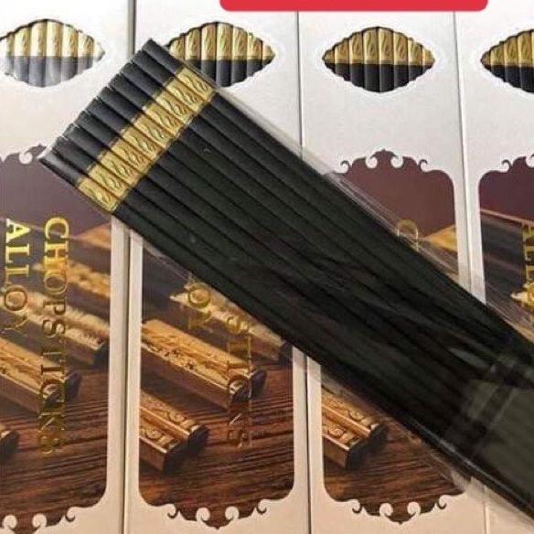 Đũa ăn mạ vàng nhật bản hàn quốc cao cấp- chất liệu hợp kim chịu nhiệt, chống nấm mốc, chống trơn trượt combo 10 đôi