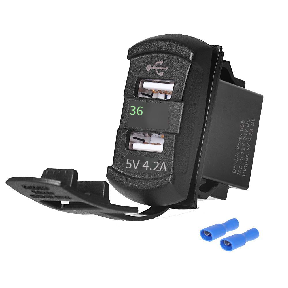 Bộ sạc ô tô và xe máy thuận lợi nhất đã sửa đổi bộ sạc ô tô USB thuyền loại kép USB4.2A với vôn kế