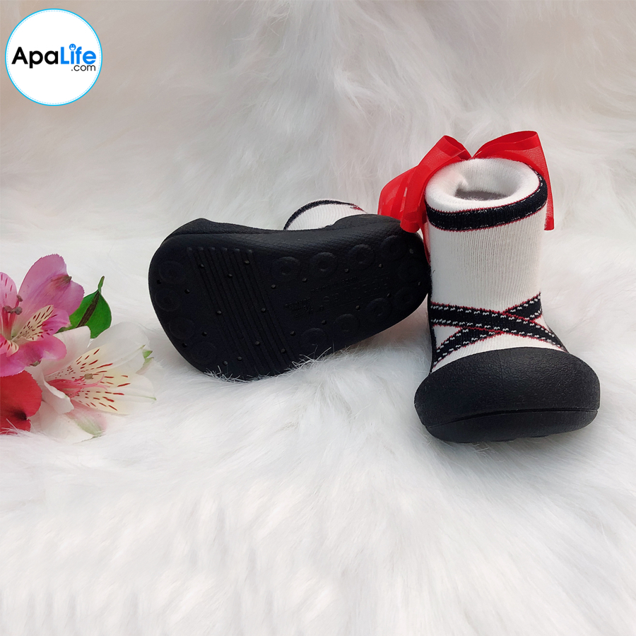 Attipas Ballet - Đen/ AT020 - Giày tập đi cho bé trai /bé gái từ 3 - 24 tháng nhập Hàn Quốc: đế mềm, êm chân & chống trượt