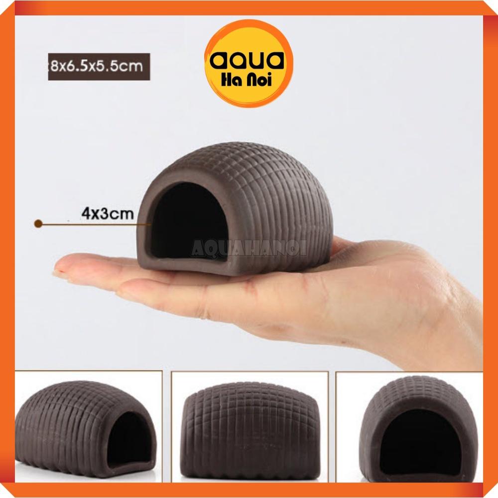 Đồ chơi tép cảnh bằng gốm - Nhà bán nguyệt - 8*6.5*5.5 - Trang trí hồ cá tép cảnh, giúp tép trú ẩn xả stress