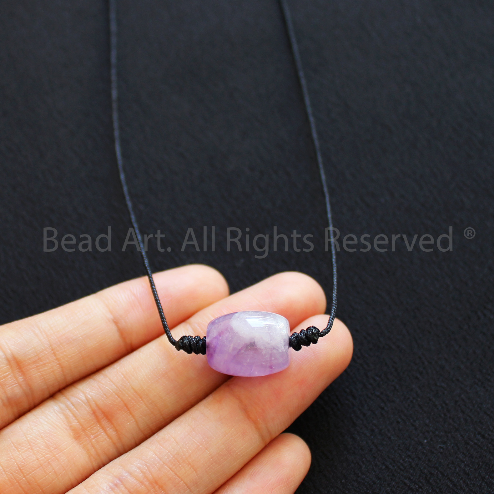 Vòng Cổ Đá Thạch Anh Tím Amethyst Quartz Loại AA, Dây Chuyền Phong Thuỷ, Chuỗi Hạt, Mệnh Hoả, Thổ - Bead Art