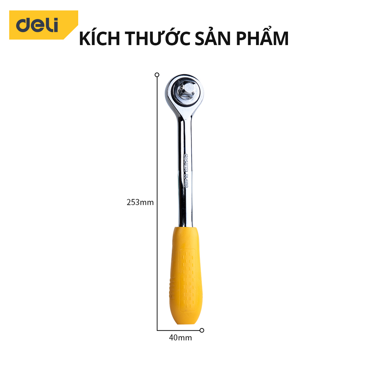 Cờ Lê Siết Lực Deli - Chất Liệu Thép CR-V Cao Cấp - Cần Siết 12.5mm - 45 Răng - Điều Chỉnh Lực, Vặn Bu Lông - DL4180